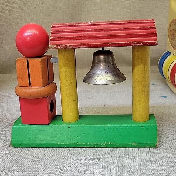 1970’s Vintage Wood PlaySkool Work Bench, Bell Stacker, Roller Chimes - Picture 8 of 12